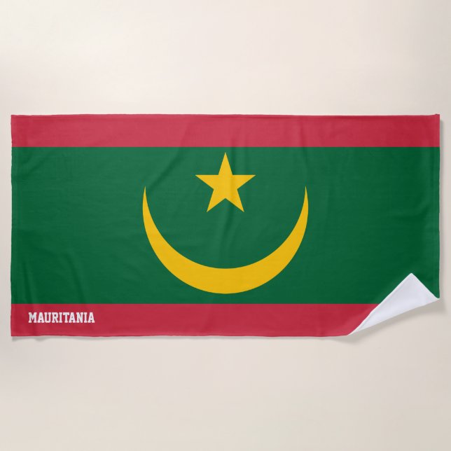 Serviette De Plage Drapeau de Mauritanie Splendide Patriotique (Devant)