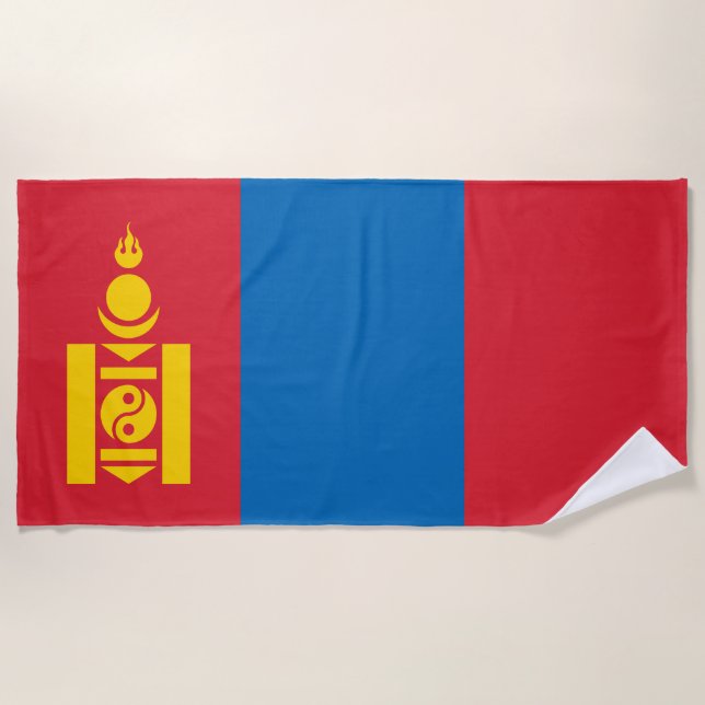 Serviette De Plage Drapeau de Mongolie (Devant)