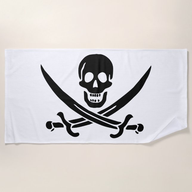 Serviette De Plage Drapeau de pirate Crâne croisé épées (Devant)