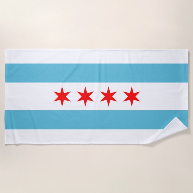 Serviette De Plage Drapeau de plage de Chicago (Devant)