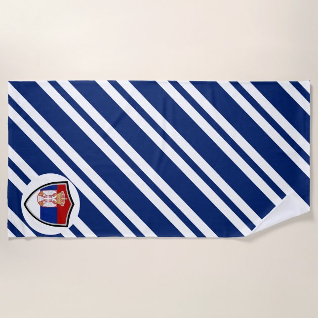 Serviette De Plage Drapeau de plage serbe (Devant)