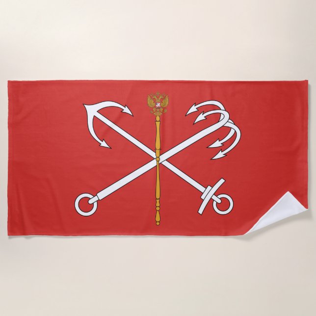 Serviette De Plage Drapeau de Saint-Pétersbourg (Russie) (Devant)