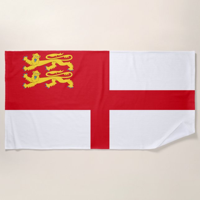Serviette De Plage Drapeau de Sercq (Devant)