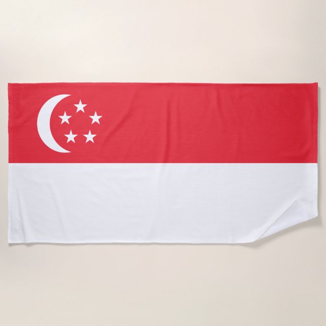 Serviette De Plage Drapeau de Singapour (Devant)