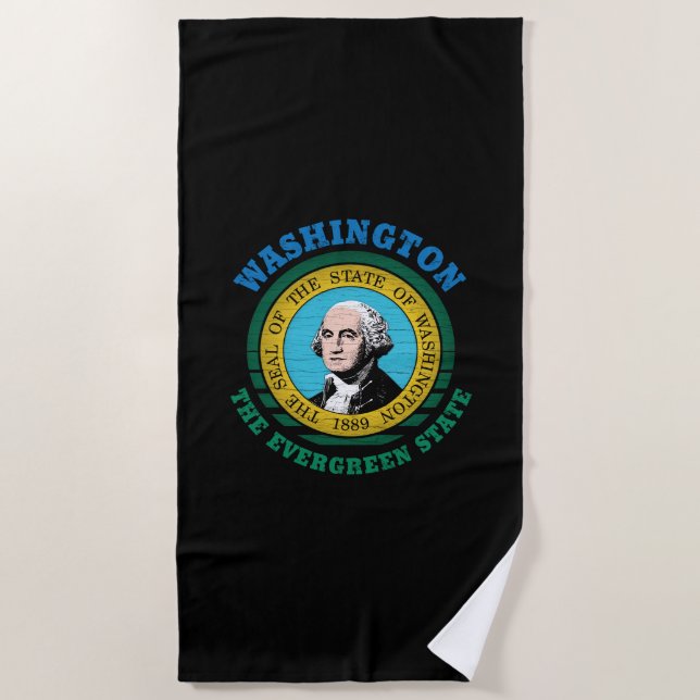 SERVIETTE DE PLAGE DRAPEAU D'ÉTAT À FEUILLAGE PERSISTANT DE WASHINGTO (Devant)