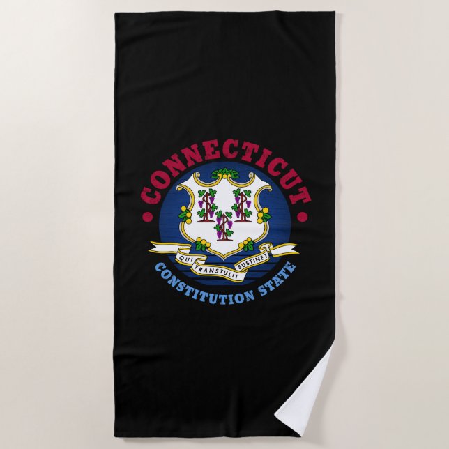 SERVIETTE DE PLAGE DRAPEAU D'ÉTAT CONSTITUTION CONNECTICUT (Devant)