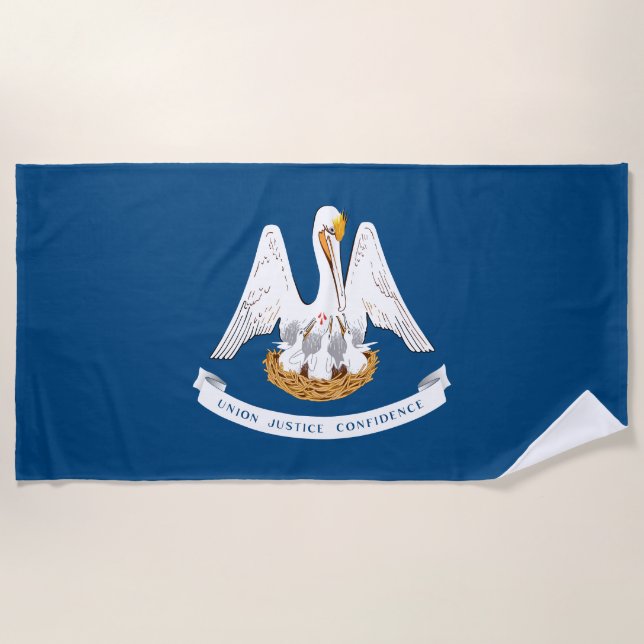 Serviette De Plage Drapeau d'État de Louisiane (Devant)