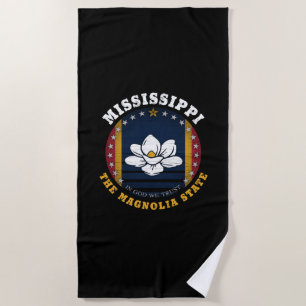 SERVIETTE DE PLAGE DRAPEAU D'ÉTAT DE MISSISSIPPI MAGNOLIA