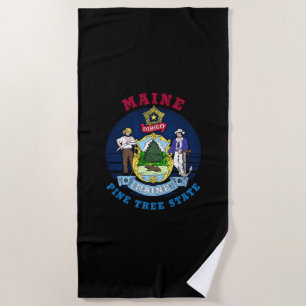 SERVIETTE DE PLAGE DRAPEAU D'ÉTAT DE PINE MAINE
