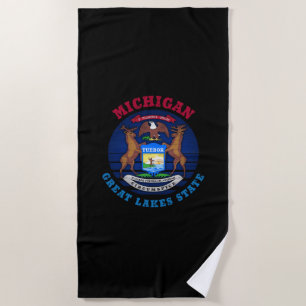 SERVIETTE DE PLAGE DRAPEAU D'ÉTAT DES GRANDS LACS DE MICHIGAN