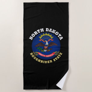 SERVIETTE DE PLAGE DRAPEAU D'ÉTAT DU NORD DAKOTA ROUGHRIDER