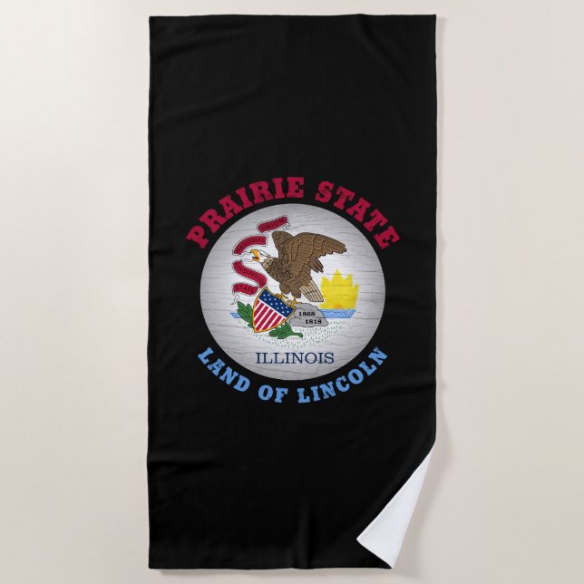 SERVIETTE DE PLAGE DRAPEAU D'ÉTAT ILLINOIS PRAIRIE (Devant)
