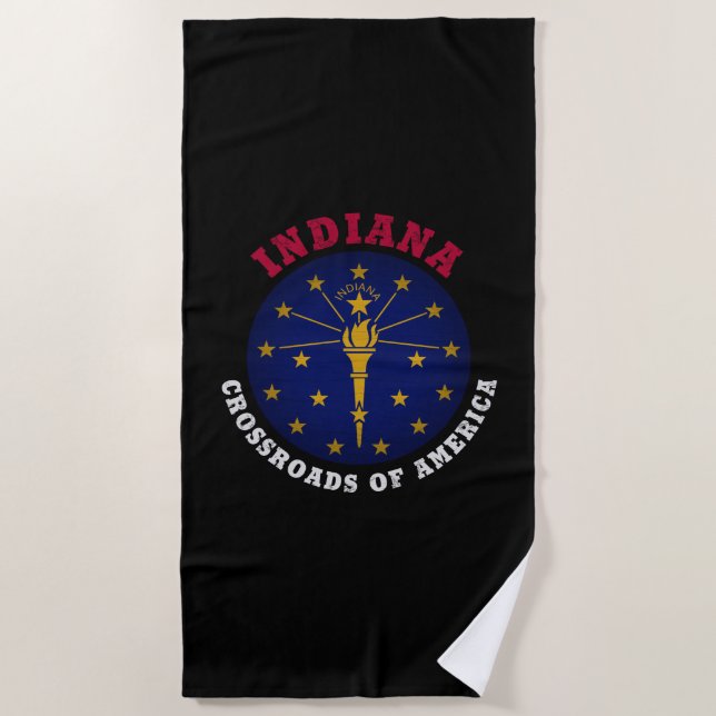 SERVIETTE DE PLAGE DRAPEAU D'ÉTAT INDIANA CROSSROADS (Devant)