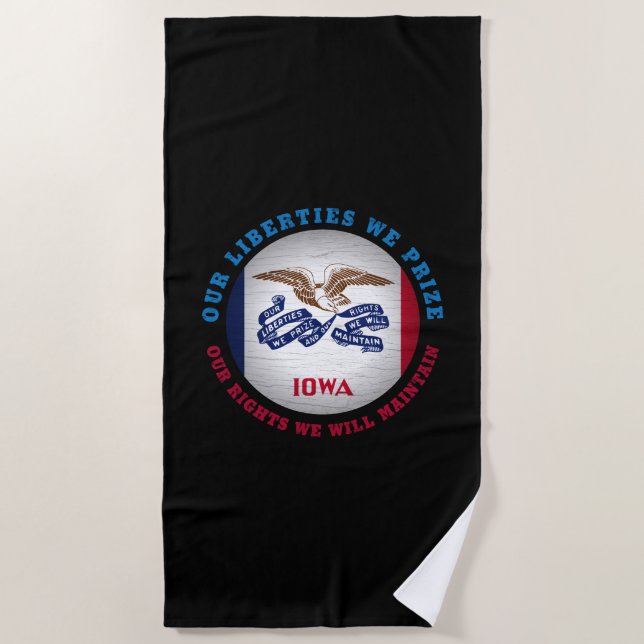 SERVIETTE DE PLAGE DRAPEAU D'ÉTAT IOWA HAWKEYE (Devant)
