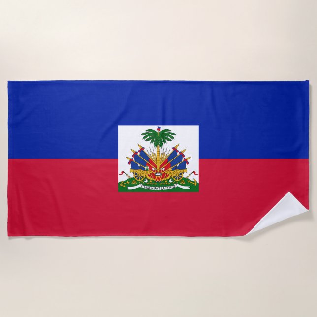 Serviette De Plage Drapeau d'Haïti (Devant)