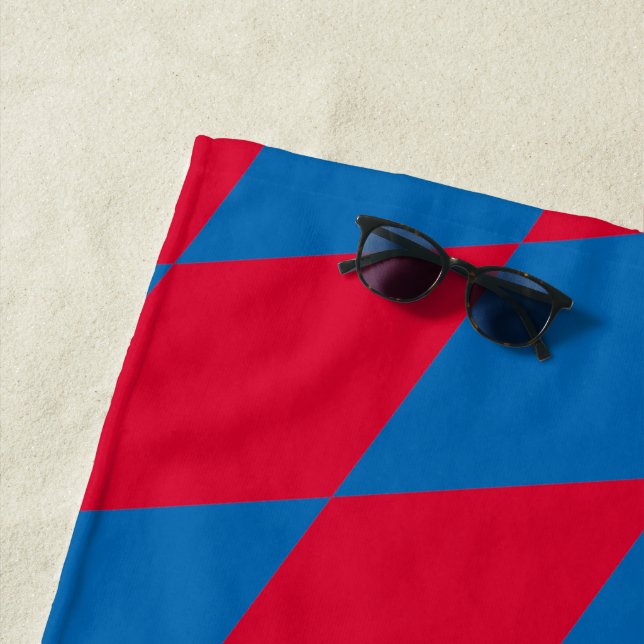 Serviette De Plage Drapeau diamant Bavière bleu et rouge Motif (En situation)
