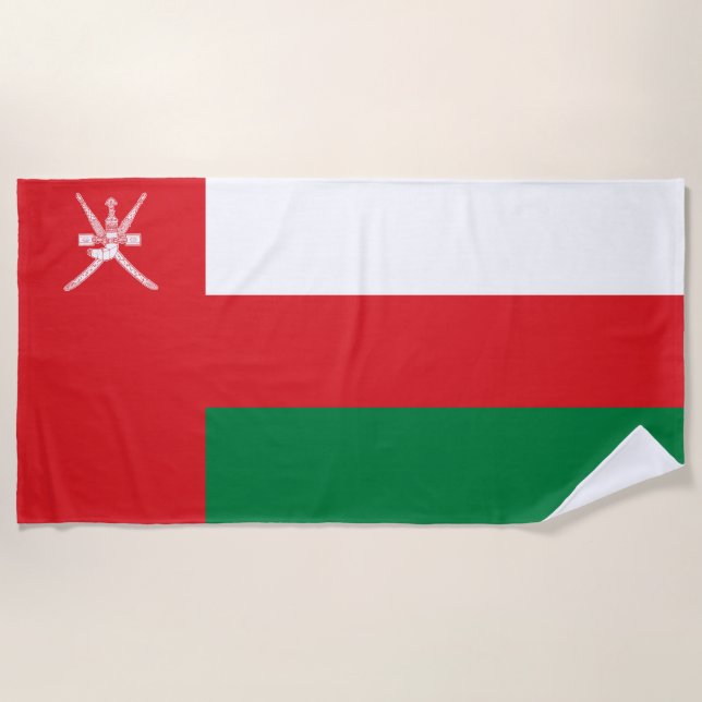 Serviette De Plage Drapeau d'Oman (Devant)