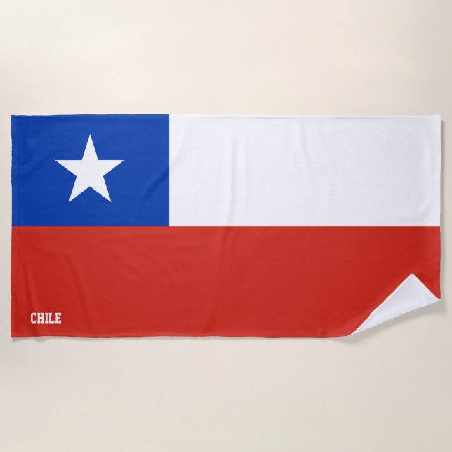 Serviette De Plage Drapeau du Chili Splendide Patriotique (Devant)