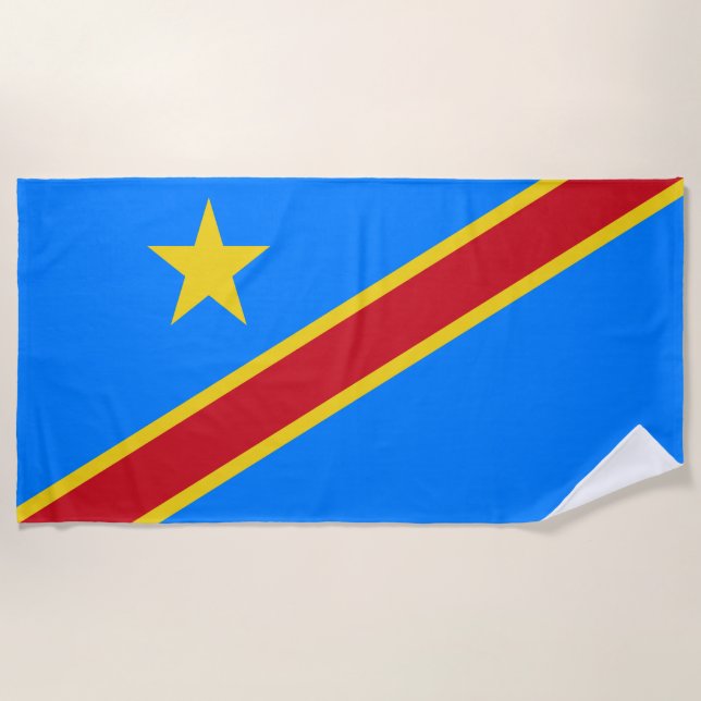 Serviette De Plage Drapeau du Congo Kinshasa (Devant)