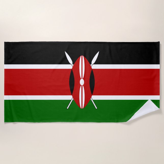 Serviette De Plage Drapeau du Kenya Massaï Bendera ya Kenya (Devant)