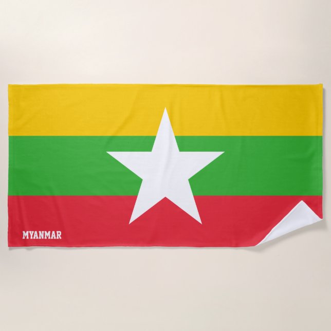 Serviette De Plage Drapeau du Myanmar Splendide patriotique (Devant)