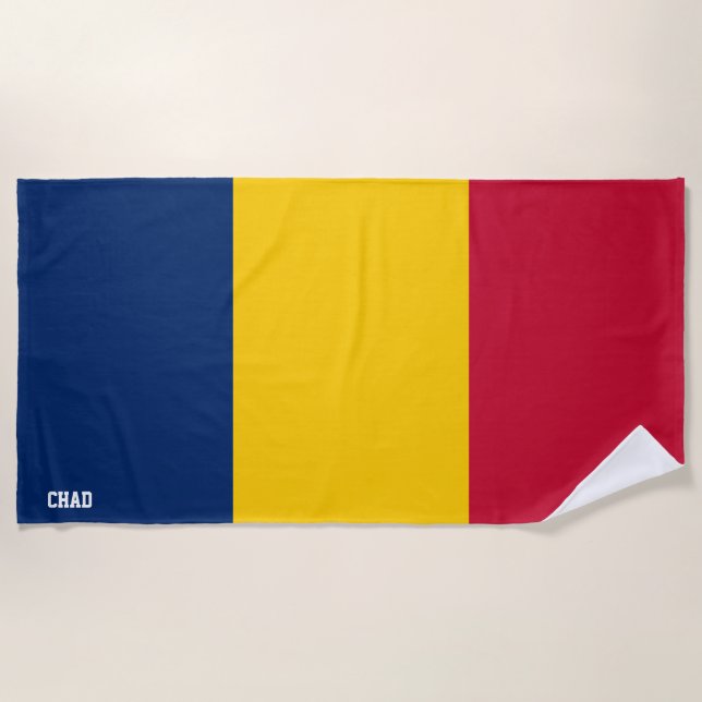 Serviette De Plage Drapeau du Tchad Splendide Patriotique (Devant)