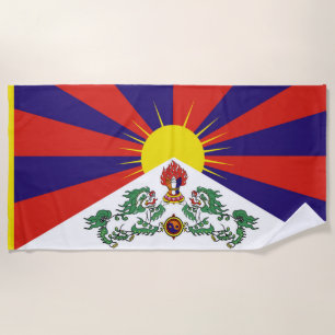 Serviette De Plage Drapeau du Tibet - Drapeau du lion des neiges