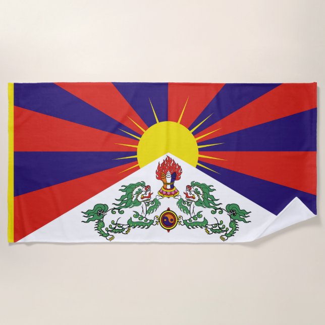 Serviette De Plage Drapeau du Tibet - Drapeau du lion des neiges (Devant)