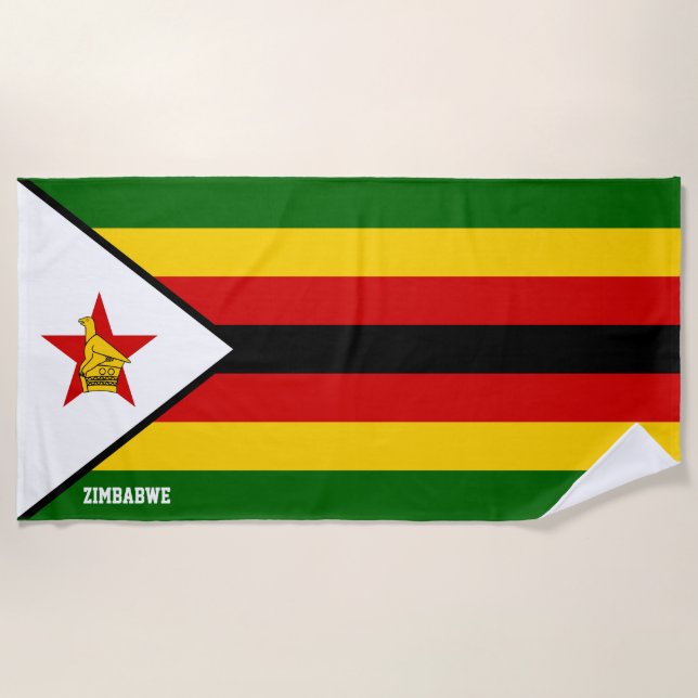 Serviette De Plage Drapeau du Zimbabwe Splendide patriotique (Devant)
