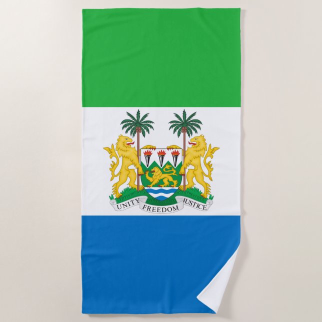 Serviette De Plage drapeau et emblème de la Sierra Leone (Devant)