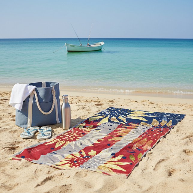 Serviette De Plage Drapeau et tournesols (Créateur téléchargé)