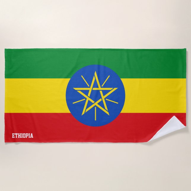 Serviette De Plage Drapeau Ethiopien Splendide Patriotique (Devant)