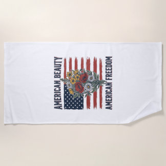 Serviette De Plage Drapeau Floral de la Liberté American Beauty