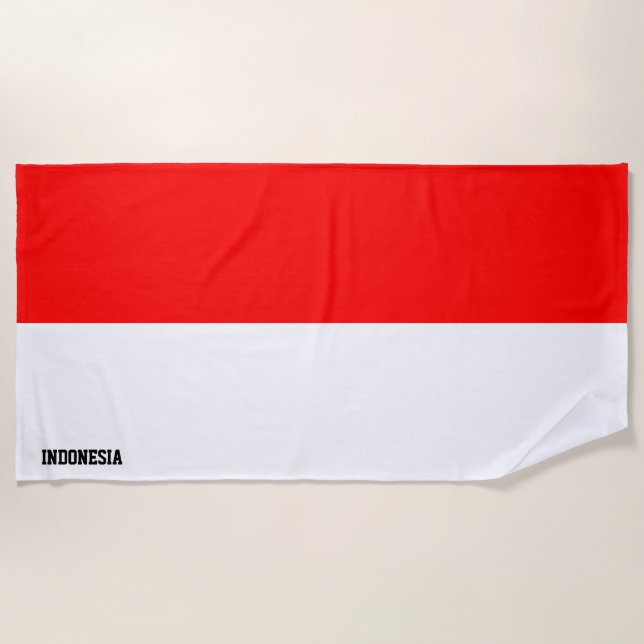 Serviette De Plage Drapeau Indonésie Splendide patriotique (Devant)