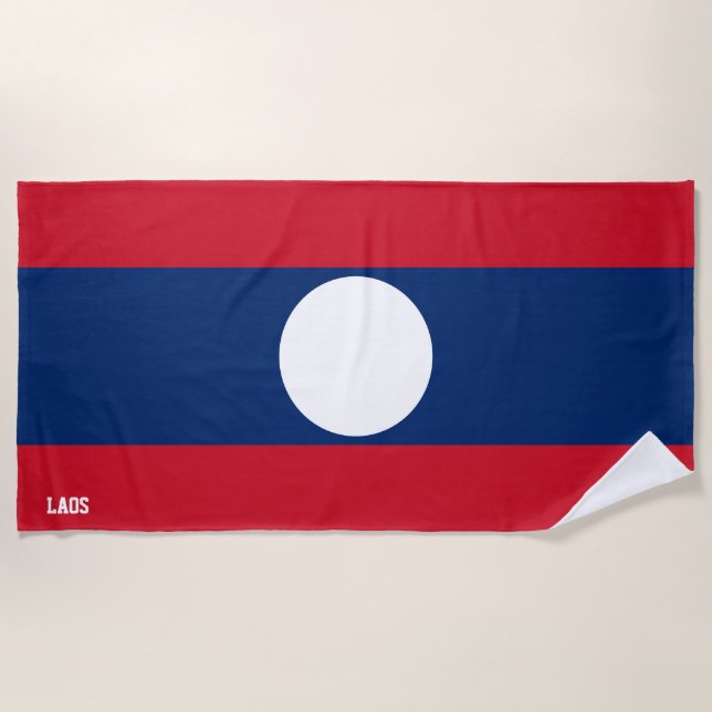 Serviette De Plage Drapeau Laos Splendide Patriotique (Devant)