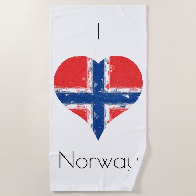 Serviette De Plage Drapeau norvégien I Heart Norway (Devant)