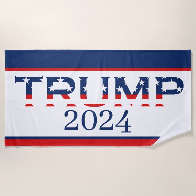 Serviette De Plage Drapeau patriotique américain Donald Trump 2024 (Devant)