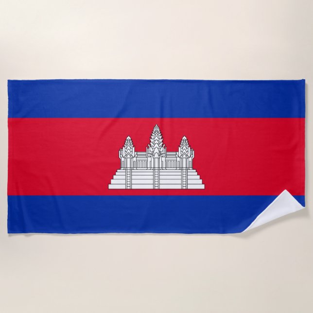 Serviette De Plage Drapeau patriotique cambodgien (Devant)