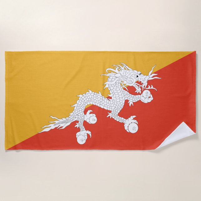 Serviette De Plage Drapeau patriotique du Bhoutan (Devant)