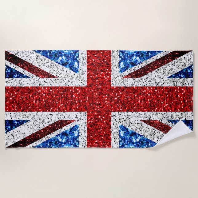 Serviette De Plage Drapeau rouge bleu blanc brillant parties scintill (Devant)