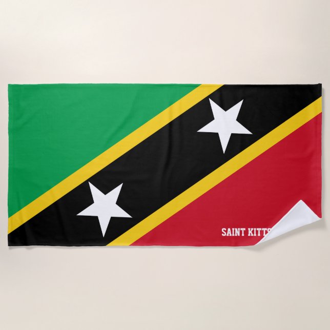 Serviette De Plage Drapeau Saint-Kitts-et-Nevis Splendide patriotique (Devant)