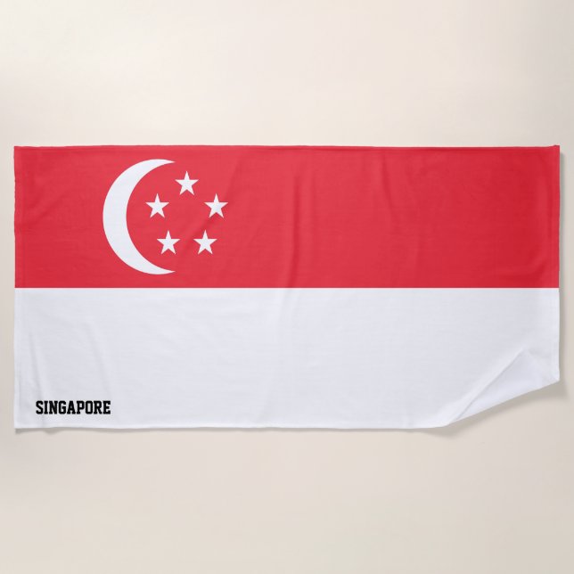 Serviette De Plage Drapeau Singapour Splendide patriotique (Devant)