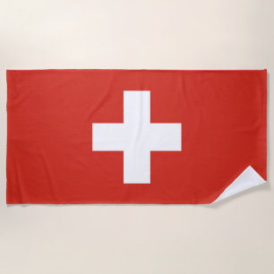 Serviette De Plage Drapeau Suisse - croix blanche