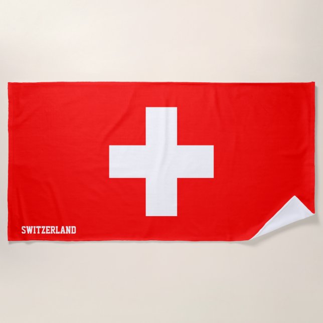 Serviette De Plage Drapeau Suisse Splendide patriotique (Devant)