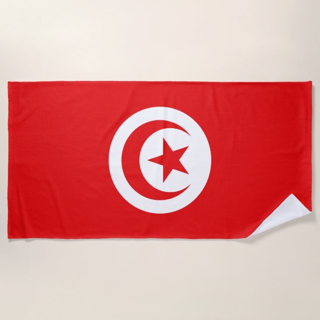 Serviette De Plage Drapeau Tunisie (Devant)