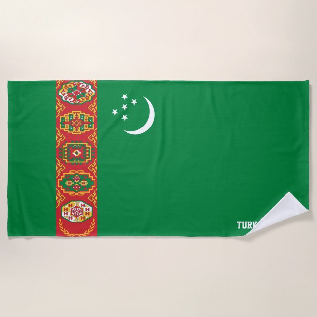 Serviette De Plage Drapeau Turkménistan Splendide patriotique (Devant)