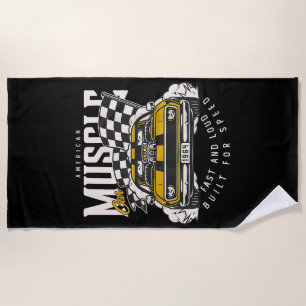 Serviette De Plage Drapeau vintage American Muscle Car Racing
