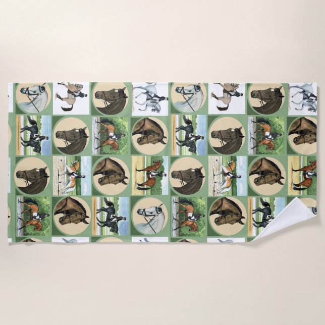 Serviette De Plage Dressage Horses Beach Towne pour les amateurs de c (Devant)