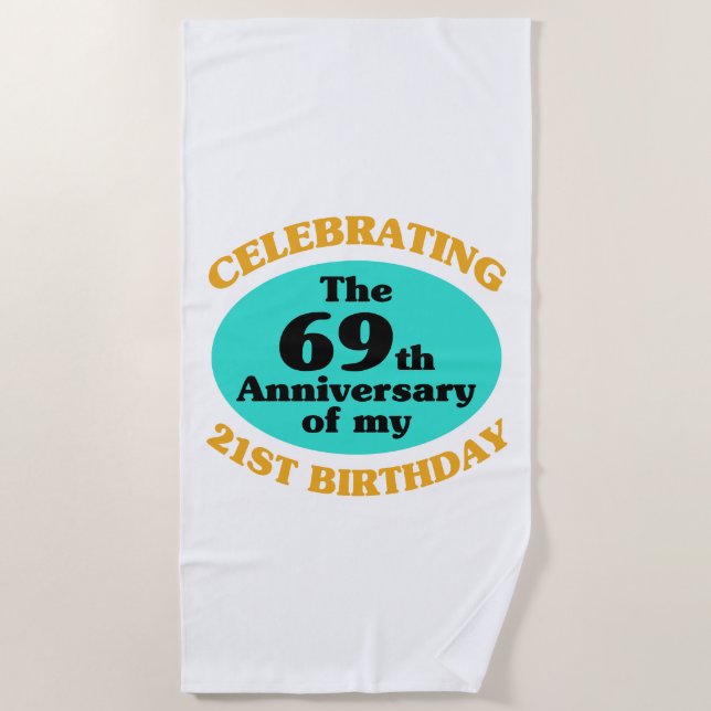 Serviette De Plage Drôle 90e anniversaire Gag cadeau (Devant)