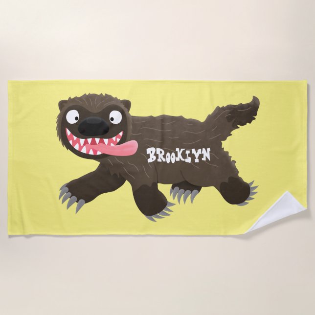 Serviette De Plage Drôle animal avide de carcajou (Devant)